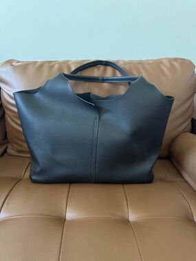 Anthropologie Vegan Leather Black Structured Tote